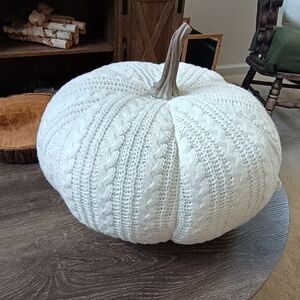 Huge 53" Cable Sweater Pumpkin Accent Pillow Fall Farmhouse Decor